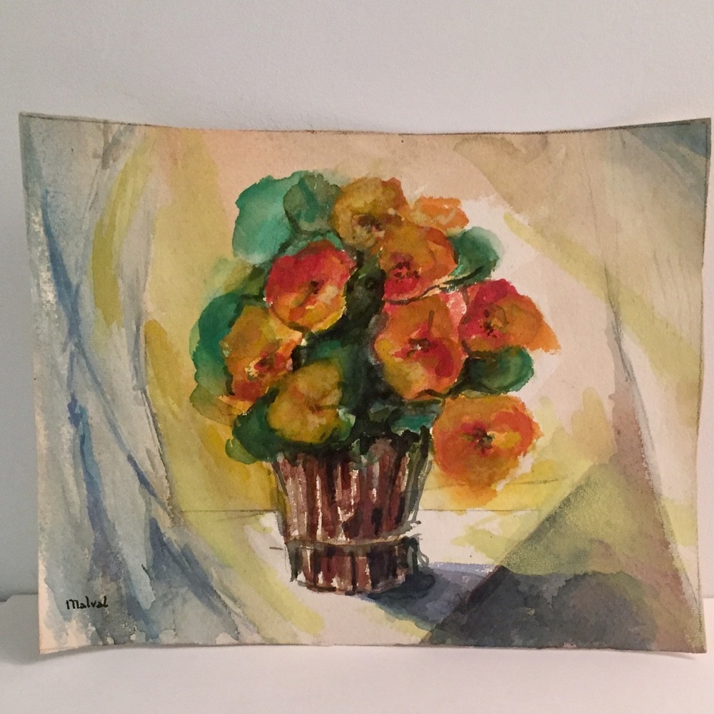Original Signed Water Color Still Life Paris
